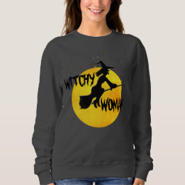 Witchy Woman Silhouette Flies Witch Måne Stars T Shirt