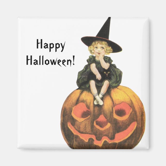 Witchy Woman Vintage Halloween Magnet (Framsidan)