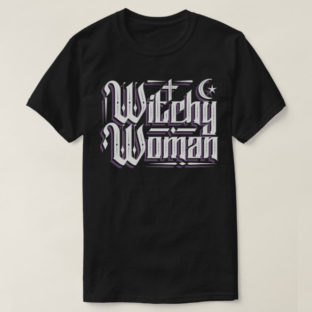 Witchy Woman Wicca Måne Premium T Shirt (Design framsida)