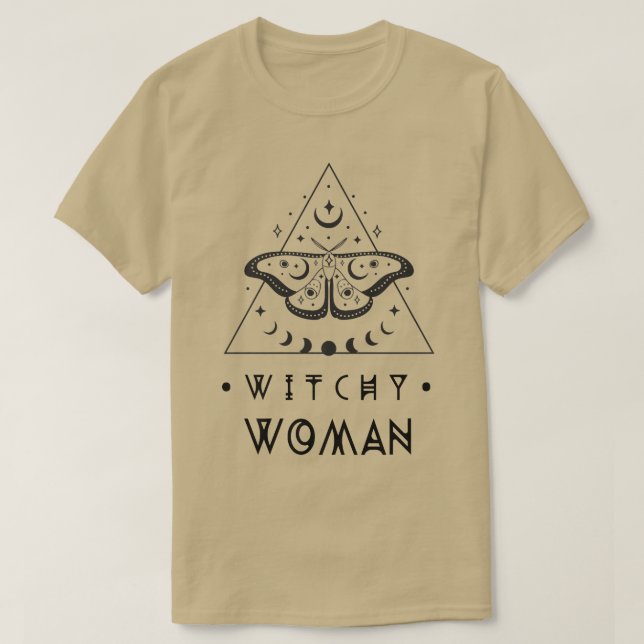 Witchy Woman Witch, Wiccan, Pagan As ovan, så bel T Shirt (Design framsida)