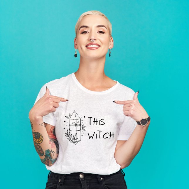 Witchy Women's Tshirt with Crystal Illustration T Shirt (Skapare uppladdad)