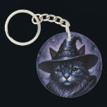 WitchyCat<br><div class="desc">This whimsical fantasy keychain features a oil painting of a cute witchy cat.</div>