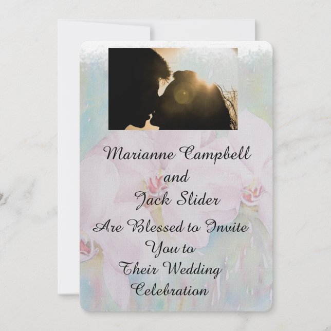 WITE ORCHIDS ANPASSADE WEDDING INVITATION INBJUDNINGAR (Framsida)