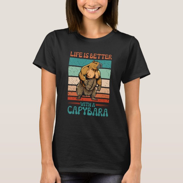 With A Capybara  Capybara T Shirt (Framsida)