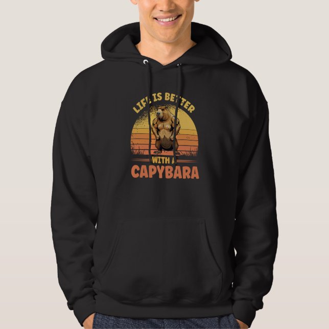 With A Capybara Cute Bodybuilder Rodent Hoodie (Framsida)