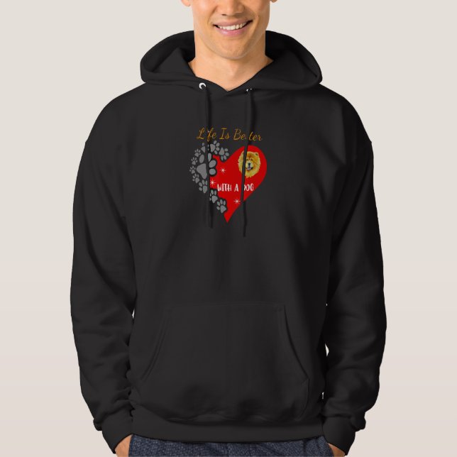 With A Dog  Golden Chow Design Hoodie (Framsida)