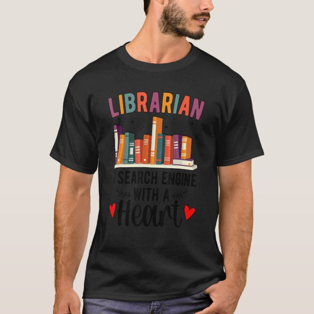 With A Heart School Librarian Best Library Worker  T Shirt (Framsida)