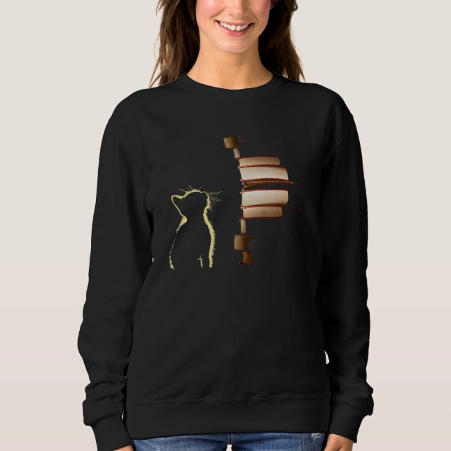 With Cats And Books  Cat Book T Shirt (Framsida)