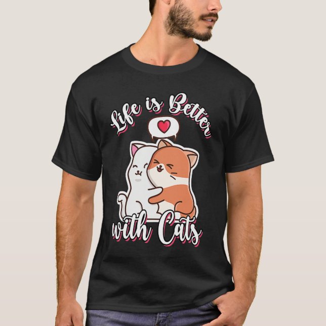 With Cats   Valentine's Day Cute T Shirt (Framsida)