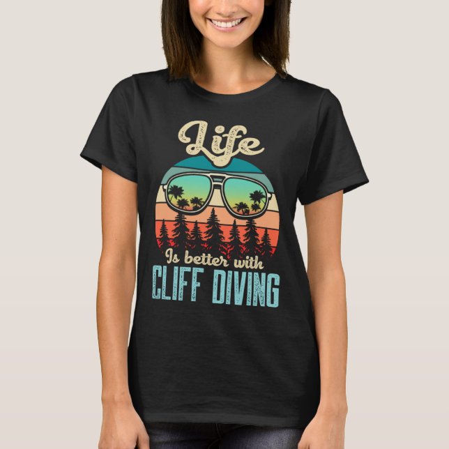 With Cliff Diving Watersports Tombstoning T Shirt (Framsida)