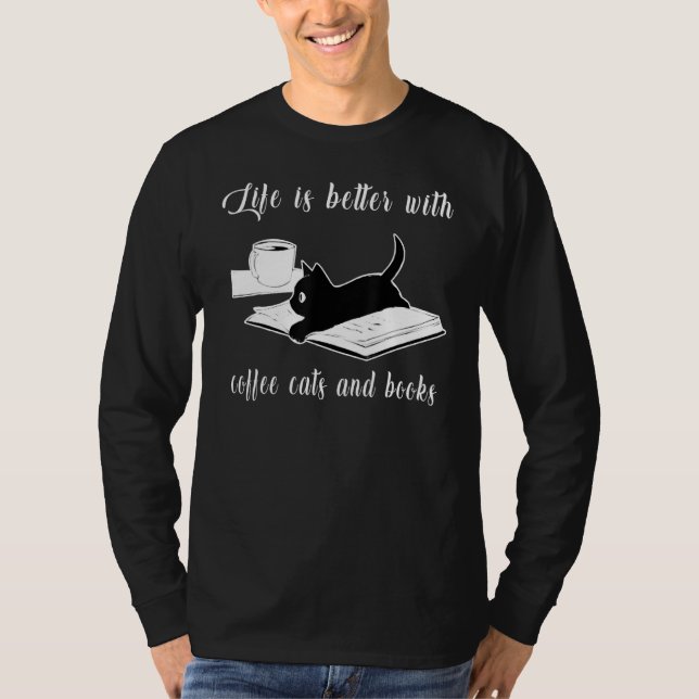 with Coffee Cats And Books  Cat T Shirt (Framsida)
