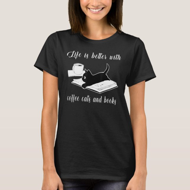 with Coffee Cats And Books  Cat T Shirt (Framsida)