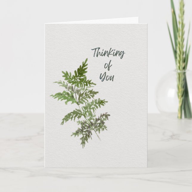 With Deepest Sympathy – Green Fern Watercolor Card Kort (Framsida)