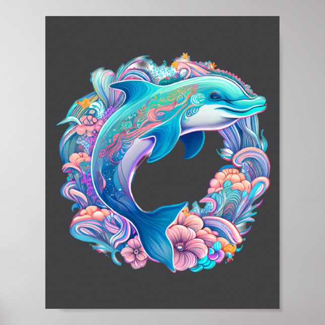 With Easter Festive Illustration Charming Dolphin Poster (Framsidan)