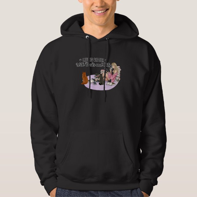 With Edward Gorey Cats and Books  Women Hoodie (Framsida)