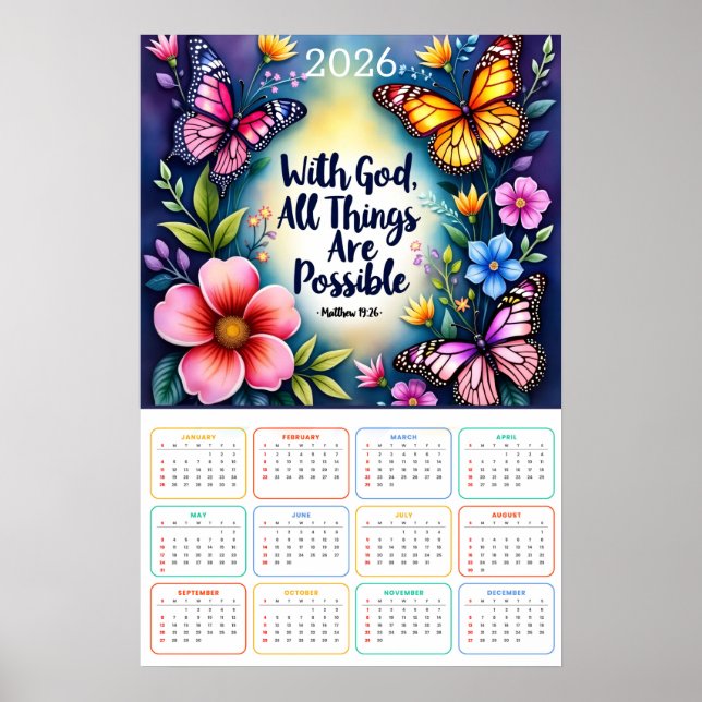 With God, All Things Are Possible 2026 Calendar  Poster (Framsidan)