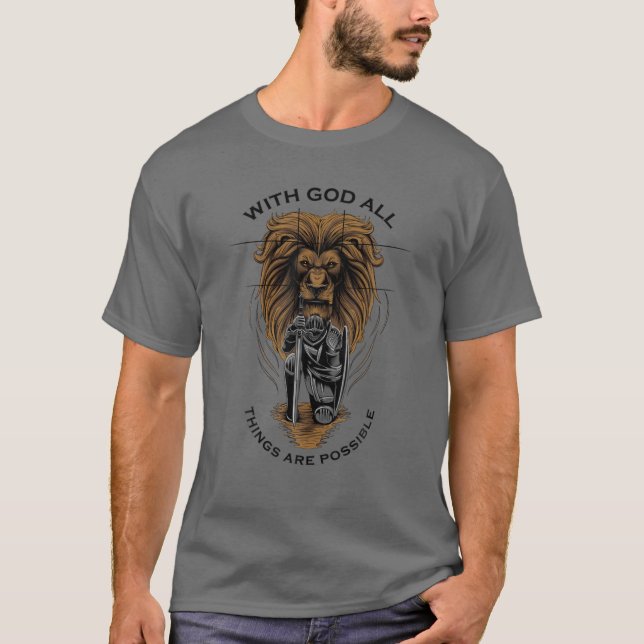 With God All Things Are Possible Christian Scriptu T Shirt (Framsida)