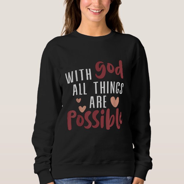 With God all things are possible Christian T Shirt (Framsida)