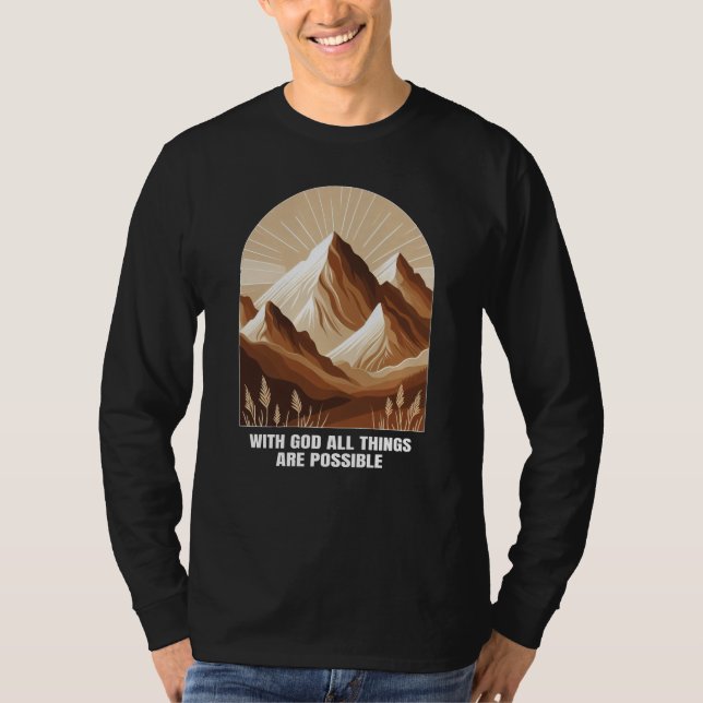 With God All Things Are Possible Christian T Shirt (Framsida)