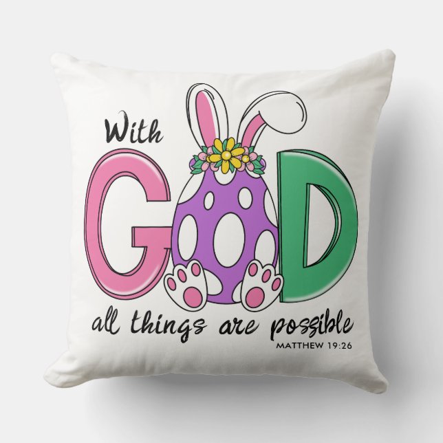 With God All Things Are Possible Easter Pillow Kudde (Framsida)