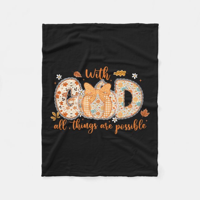 With God All Things Are Ssible Fall Pumpkin Patter Fleecefilt (Framsidan)
