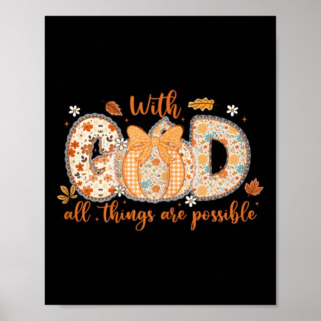 With God All Things Are Ssible Fall Pumpkin Patter Poster (Framsidan)