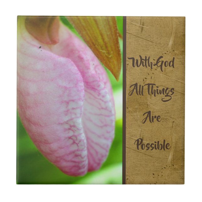 With God All Things Possible Inspirational  Kakelplatta (Framsidan)