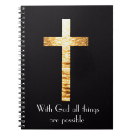 With God Gold Cross Spiral Journal Notebook Anteckningsbok
