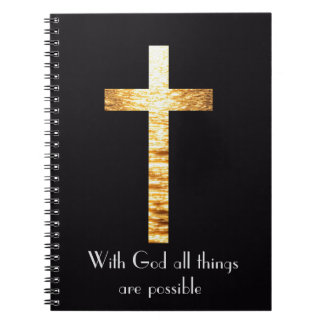 With God Gold Cross Spiral Journal Notebook Anteckningsbok