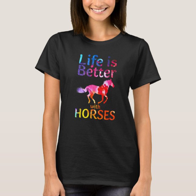 With Horses Cute Horseback Riding Horse T Shirt (Framsida)