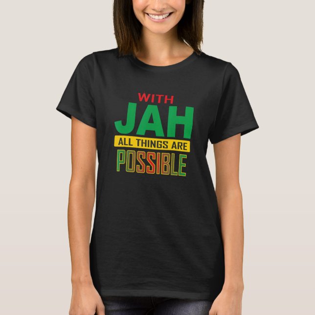 With JAH Jamaican men Jamaican women clothes Jamai T Shirt (Framsida)