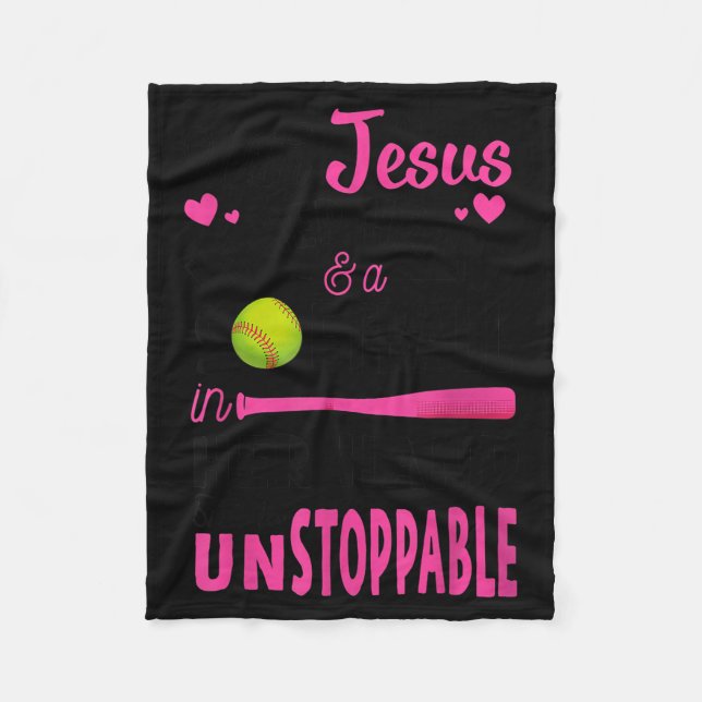 With Jesus In Her Heart And A Softball She Is Unst Fleecefilt (Framsidan)