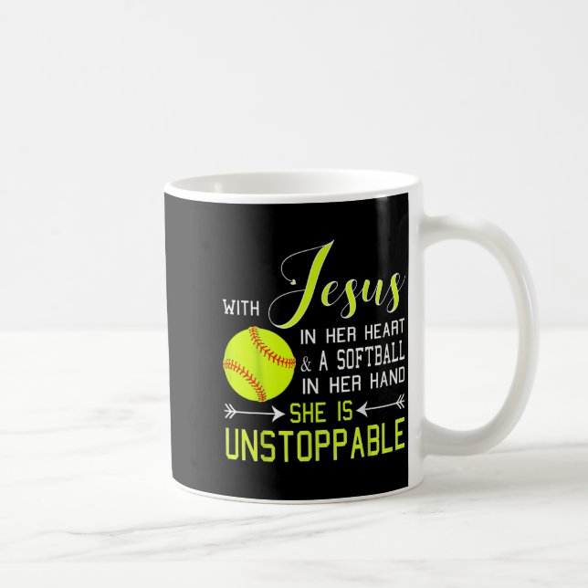 With Jesus In Her Heart And A Softball She Is Unst Kaffemugg (Höger)