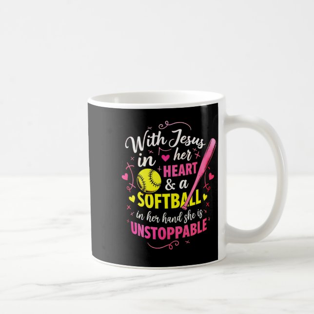 With Jesus In Her Heart And A Softball She Is Unst Kaffemugg (Höger)