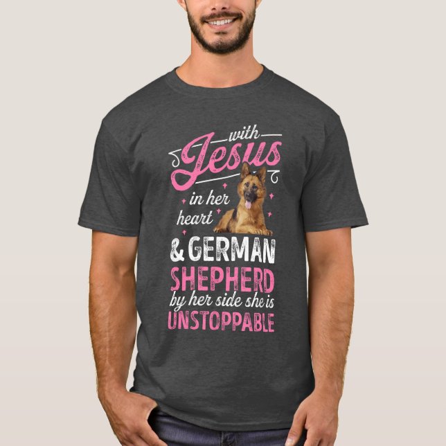 With Jesus In Her Heart And German Shepherd shirt  T (Framsida)