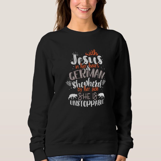 With Jesus In Her Heart German Shepherd By Her Sid T Shirt (Framsida)