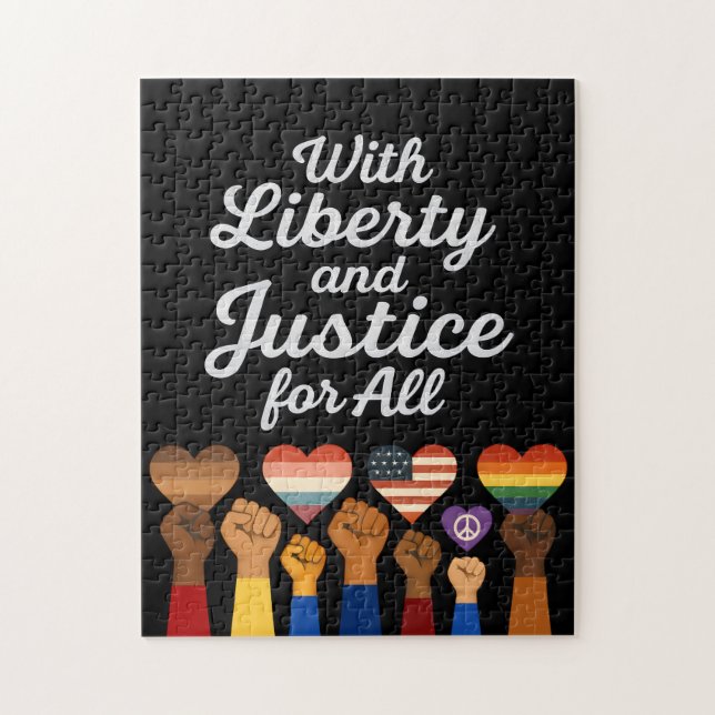 With Liberty and Justice for All Protest Freedom Pussel (Vertikal)