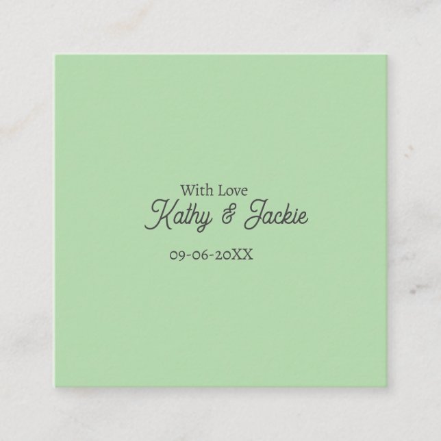 With love add couple name wedding simple minimal  fyrkantigt visitkort (Framsida)