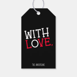 With Love Christmas Chic & Bold Black, White & Red Presentetikett