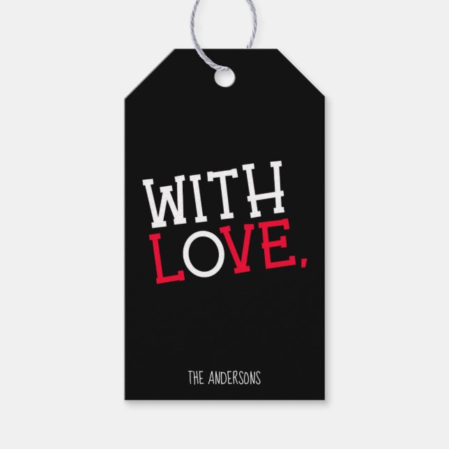 With Love Christmas Chic & Bold Black, White & Red Presentetikett (Framsidan)