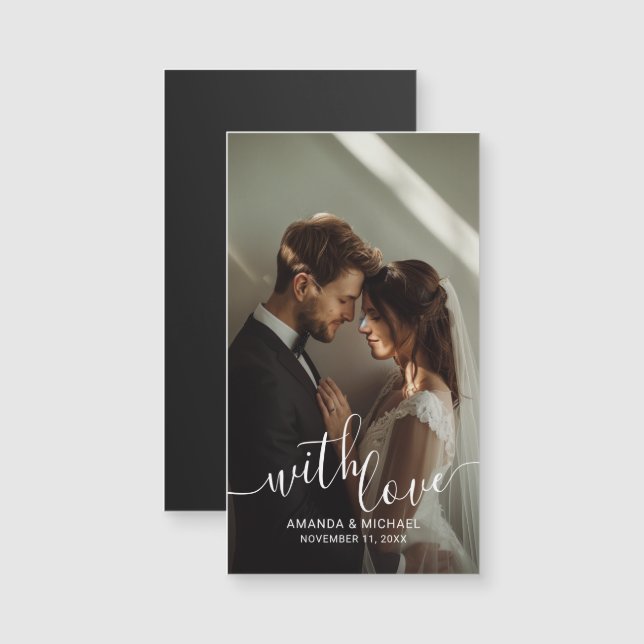 'With Love' Custom Photo Wedding Favor (Fram/baksida)