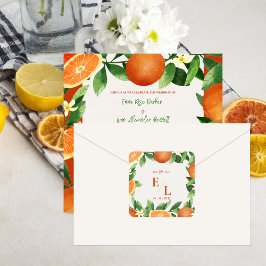 With Love From – Rustic Citrus Wedding Favor Fyrkantigt Klistermärke