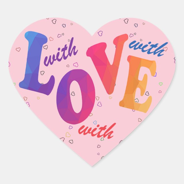 With love hjärtformat klistermärke (Framsida)