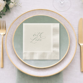 With Love Sage Green Wedding Napkins  Pappersservett