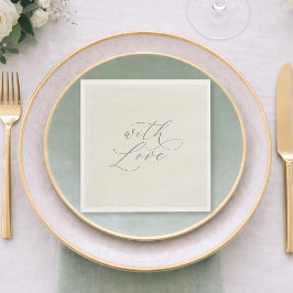 With Love Sage Green Wedding Napkins  Pappersservett