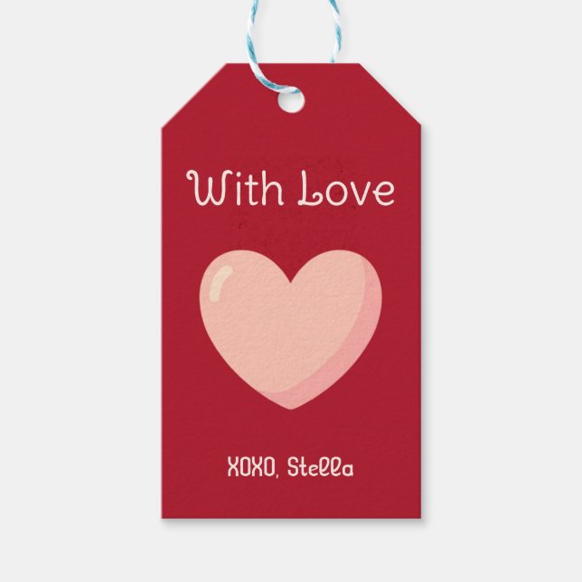 With Love Valentine Gift Tag  Presentetikett (Framsidan)