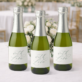With Love Wedding Bottle Label – Minimal Sage Gree