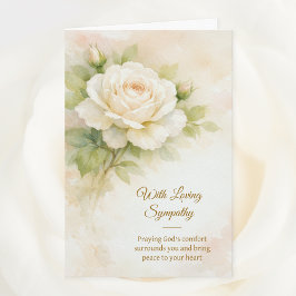 With Loving Sympathy Christian Ivory Floral  Kort