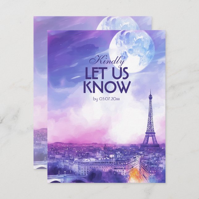 With menu Amour Éternel RSVP Card  OSA Kort (Fram/baksida)