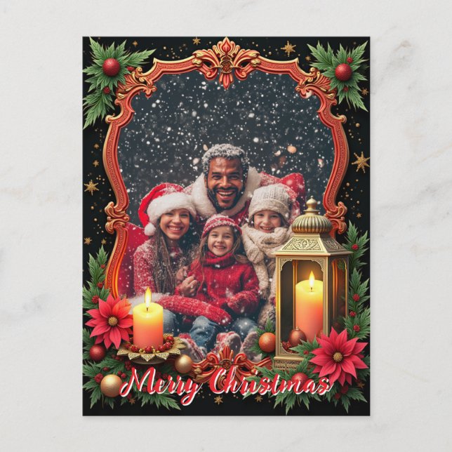 With own photo Golden Glow Greetings Helg Vykort (Framsida)